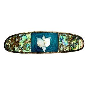 Abalone And Mother Of Pearl Large Hair Clip Alpaca Made in Mexico
